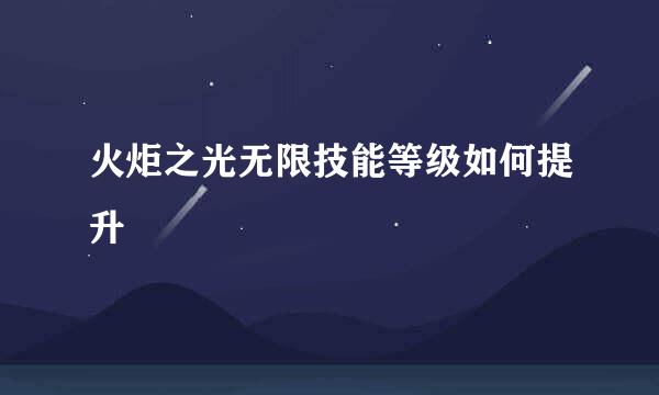 火炬之光无限技能等级如何提升