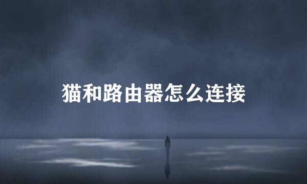 猫和路由器怎么连接