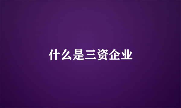 什么是三资企业