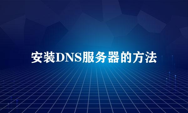 安装DNS服务器的方法