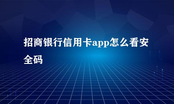 招商银行信用卡app怎么看安全码
