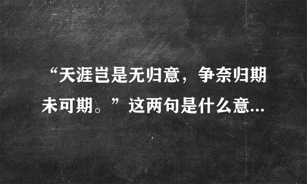 “天涯岂是无归意，争奈归期未可期。”这两句是什么意思？表达了作者怎样的思想感情