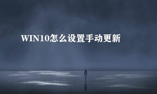 WIN10怎么设置手动更新