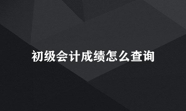 初级会计成绩怎么查询