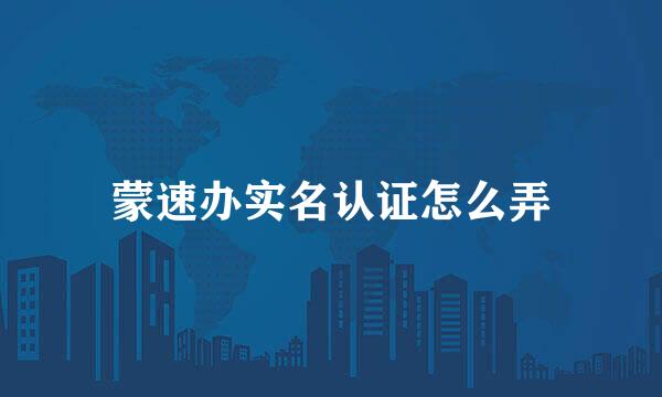 蒙速办实名认证怎么弄