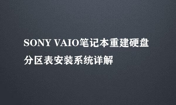 SONY VAIO笔记本重建硬盘分区表安装系统详解