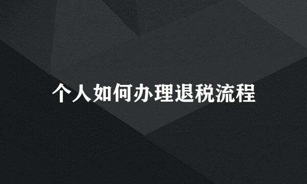 个人如何办理退税流程