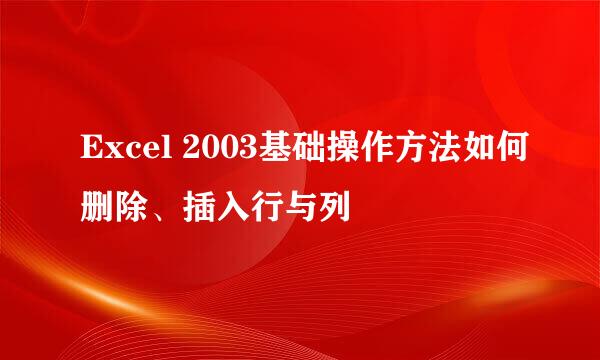 Excel 2003基础操作方法如何删除、插入行与列