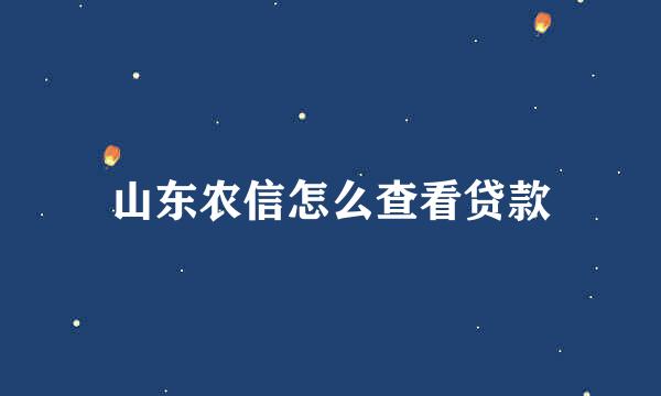 山东农信怎么查看贷款