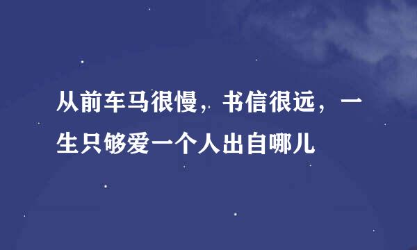 从前车马很慢，书信很远，一生只够爱一个人出自哪儿