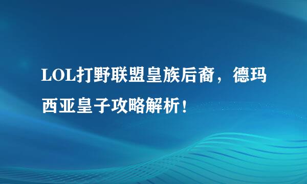 LOL打野联盟皇族后裔，德玛西亚皇子攻略解析！