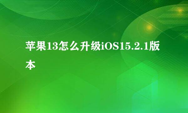 苹果13怎么升级iOS15.2.1版本