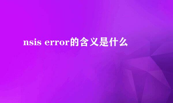 nsis error的含义是什么