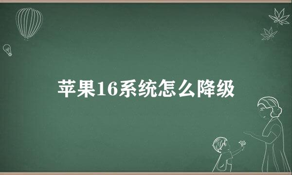 苹果16系统怎么降级