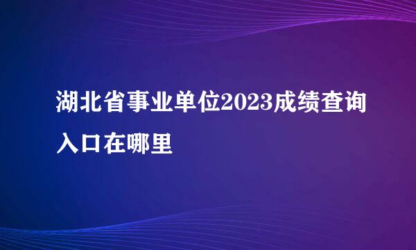 湖北省事业单位2023成绩查询入口在哪里