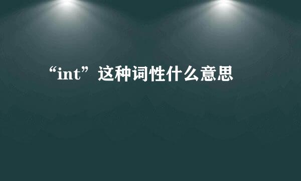 “int”这种词性什么意思