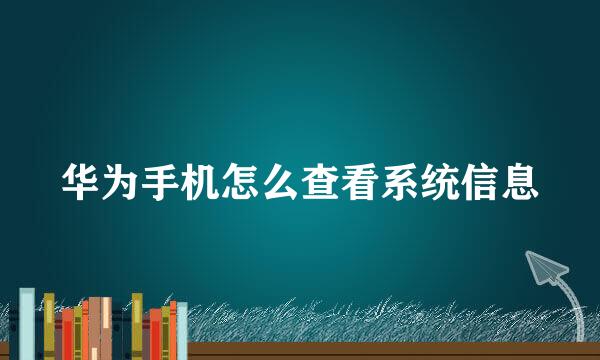 华为手机怎么查看系统信息