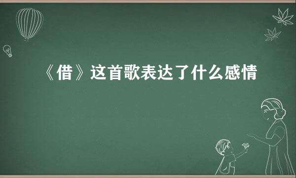 《借》这首歌表达了什么感情