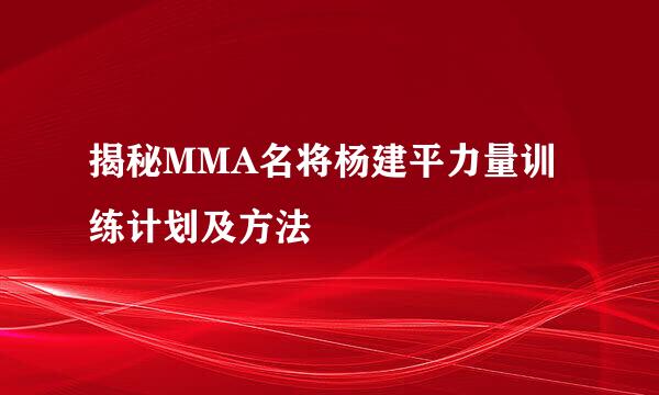 揭秘MMA名将杨建平力量训练计划及方法