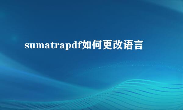 sumatrapdf如何更改语言