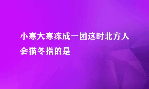 小寒大寒冻成一团这时北方人会猫冬指的是