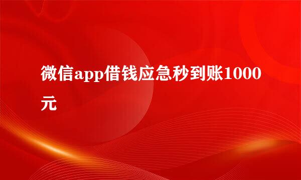 微信app借钱应急秒到账1000元