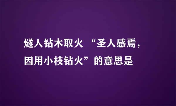 燧人钻木取火 “圣人感焉，因用小枝钻火”的意思是