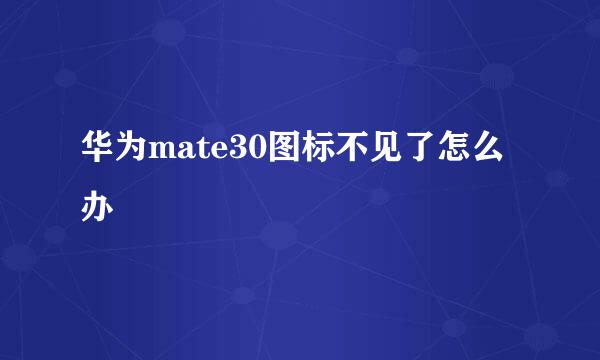 华为mate30图标不见了怎么办