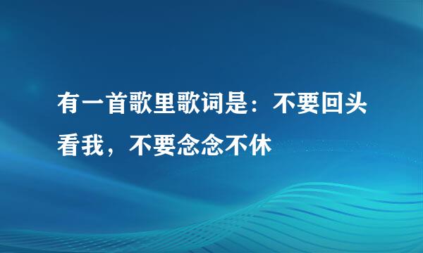 有一首歌里歌词是：不要回头看我，不要念念不休