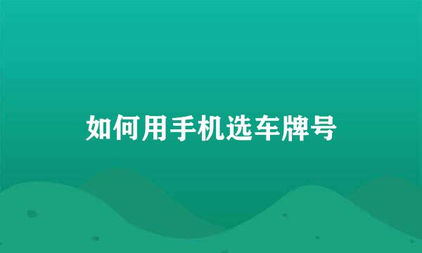 如何用手机选车牌号