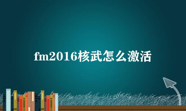 fm2016核武怎么激活