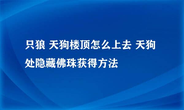 只狼 天狗楼顶怎么上去 天狗处隐藏佛珠获得方法