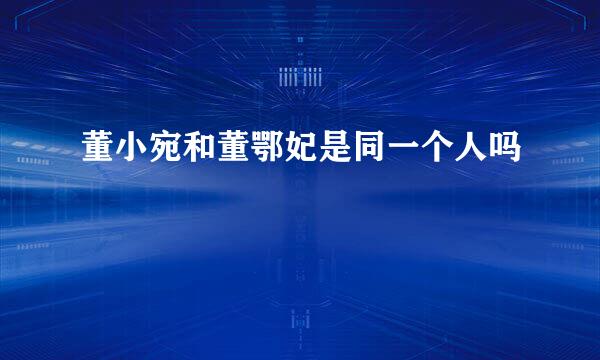 董小宛和董鄂妃是同一个人吗