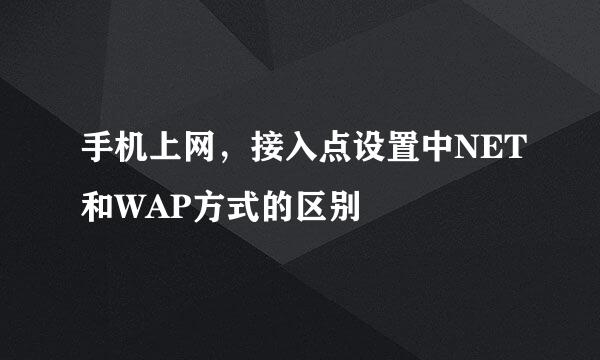 手机上网，接入点设置中NET和WAP方式的区别