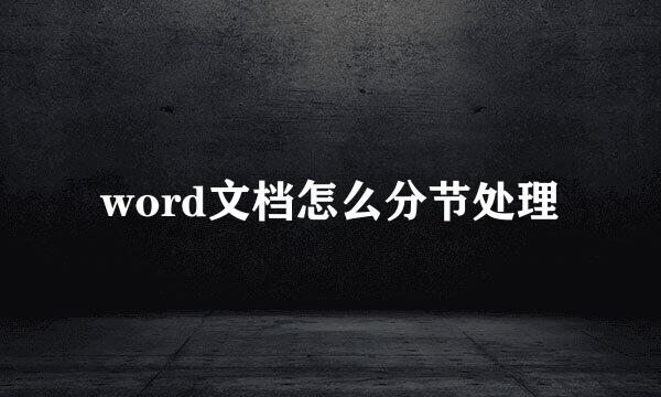 word文档怎么分节处理