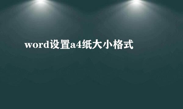 word设置a4纸大小格式