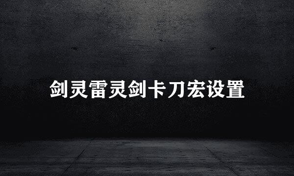剑灵雷灵剑卡刀宏设置