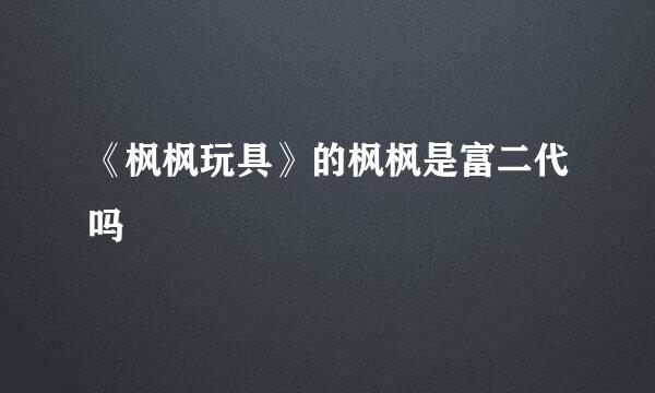 《枫枫玩具》的枫枫是富二代吗