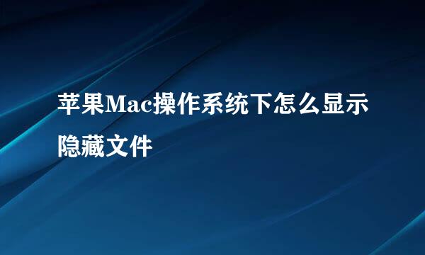 苹果Mac操作系统下怎么显示隐藏文件