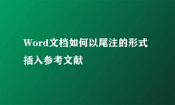 Word文档如何以尾注的形式插入参考文献