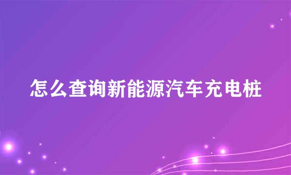 怎么查询新能源汽车充电桩