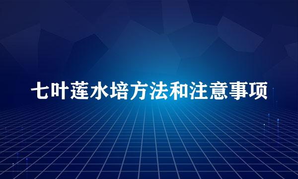 七叶莲水培方法和注意事项