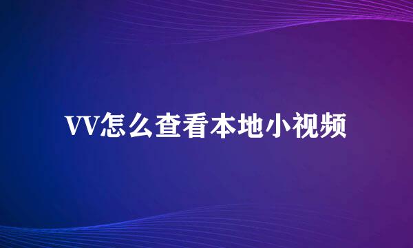 VV怎么查看本地小视频