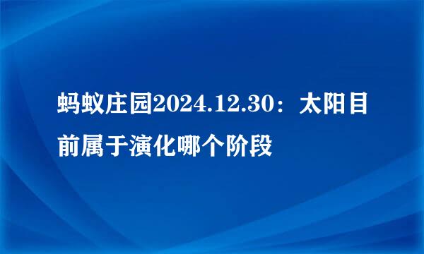 蚂蚁庄园2024.12.30：太阳目前属于演化哪个阶段