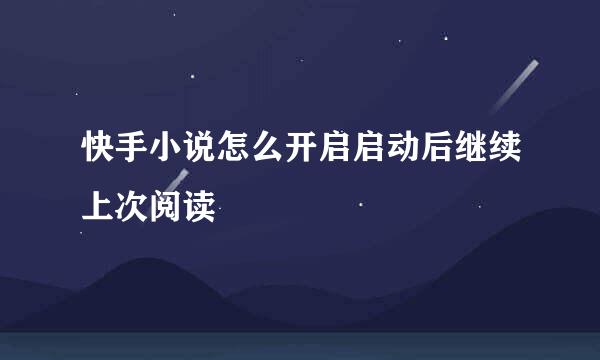 快手小说怎么开启启动后继续上次阅读