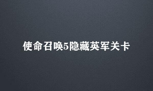 使命召唤5隐藏英军关卡