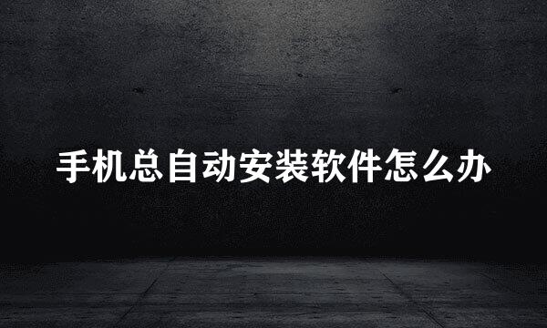手机总自动安装软件怎么办