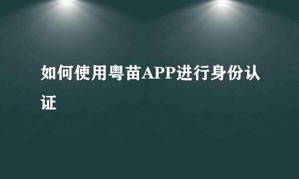 如何使用粤苗APP进行身份认证