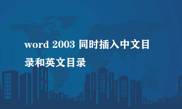 word 2003 同时插入中文目录和英文目录