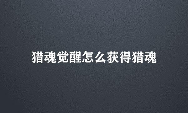 猎魂觉醒怎么获得猎魂